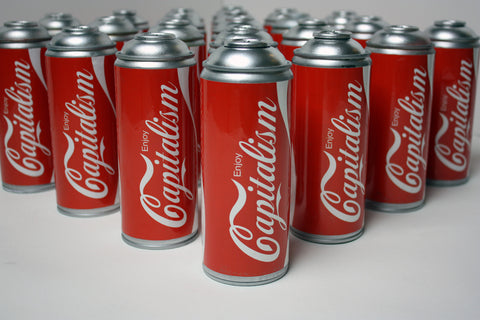 Enjoy Capitalism Spray Can Sculpture